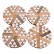 Wooden And Resin Beige Coasters With Triangle Motifs In Set Of 4